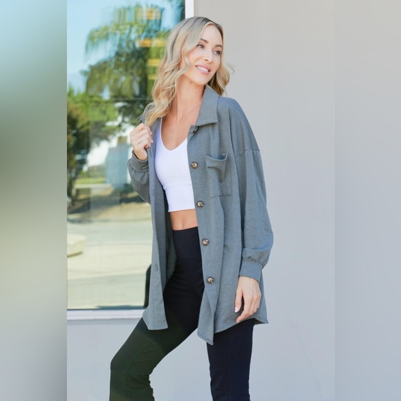Comfy Button Up Shirt Shacket - Picture 3 of 5